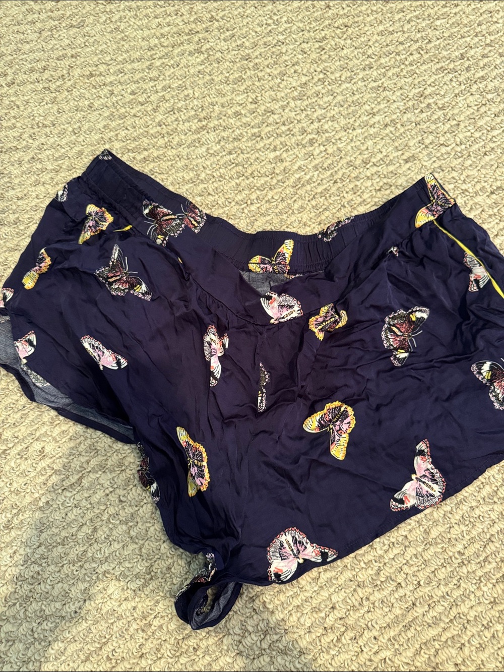 Anthropologie Navy Butterfly-Print Athletic Shorts